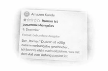 Bei Bewertungen kommt es auf die Erwartung an. Hier eine Romanbewertung für einen Duden mit einem Stern.