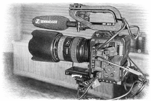 Professionelle Aufnahmen benötigen professionellste Technik, hier eine Netflix-zertifizierte Canon C70 mit 4 Tonspuren.